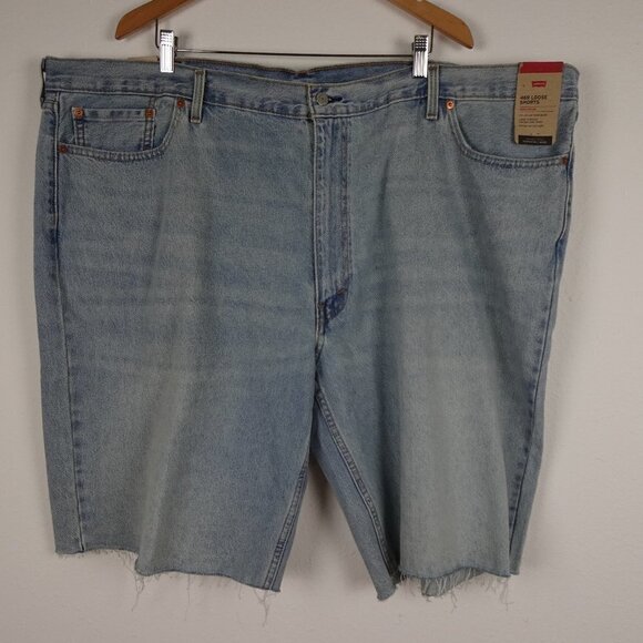 Levi's 469 Loose Shorts Big Men's Size 52 Blue Denim Cotton Raw Hem - Picture 1 of 9